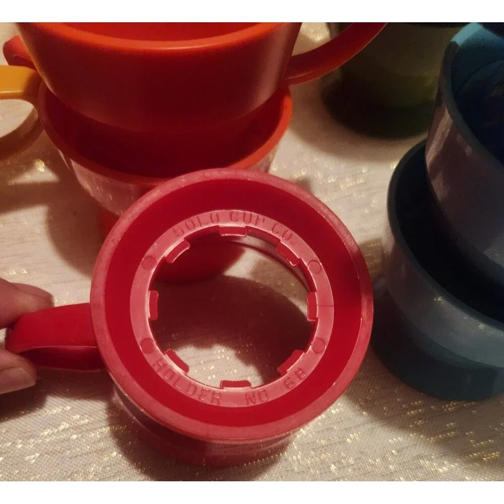 Vintage Solo Cozy Cup Holders Lot Of 19 1970's Avocado Plus Plastic Cup Holders